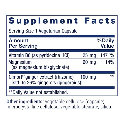 Life Extension Daily PMS Relief, Menstrual Comfort Supplement, PMS-Related Cramps, Lower Back discomfort, Mood, Ginger, Magnesium, B6, Gluten-Free, Non-GMO, 60 Capsules