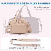 mini gym bag for women, travel duffel bag with wet pockets and Shoe Compartment,Lightweight carry on weekender duffel, water resistant,for sports,yoga,dance,khaki
