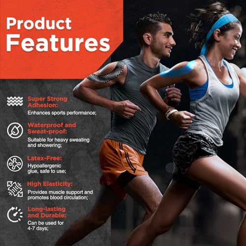 OK TAPE Synthetic Kinesiology Tape Precut Strips, Waterproof Kinesiology Athletic Tape for Joint & Muscle Support, Reflective and Durable Tape, 2in×16.4ft Roll 20PCS | Beige