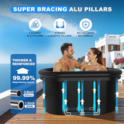 XXL Oval Ice Bath Tub for Cold Plunge, Portable Ice Pod with Lid, 148Gal Inflatable Cold Plunge Tub with 2 Drain Valves for Chiller Connection, Cold Therapy Recovery, Indoor Outdoor Use