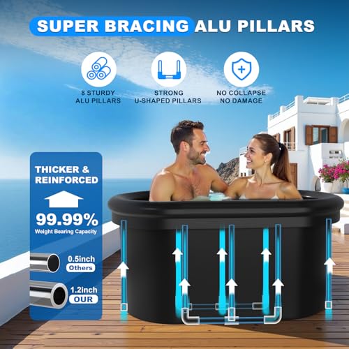 XXL Oval Ice Bath Tub for Cold Plunge, Portable Ice Pod with Lid, 148Gal Inflatable Cold Plunge Tub with 2 Drain Valves for Chiller Connection, Cold Therapy Recovery, Indoor Outdoor Use