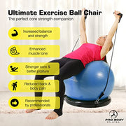 ProBody Pilates Yoga Ball Chair, Exercise Ball Chair with Base or Stand for Home Office Desk Sitting or Workout, 65cm Antiburst Balance & Stability Ball Seat, Large Gym Ball for Back, Abs