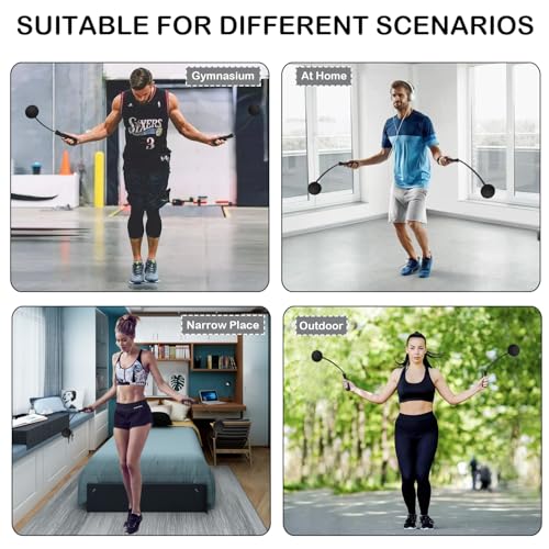 Jump Rope Ropeless Skipping Rope for Fitness Training Exercise, Adjustable Weighted Cordless Jump Rope for Men Women Kids
