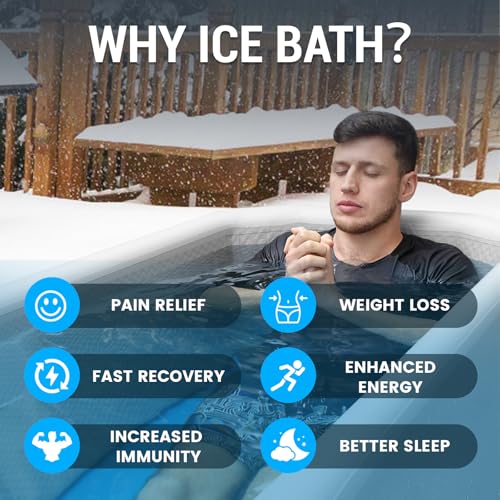 XXL Cold Plunge Tub for Athletes, Compatible with Water Chillers, 224-Gallon Inflatable Ice Bath Tub with Insulated Lid, Thermometer, Water-Absorbent Mat, Portable Ice Pod for Cold Water Therapy