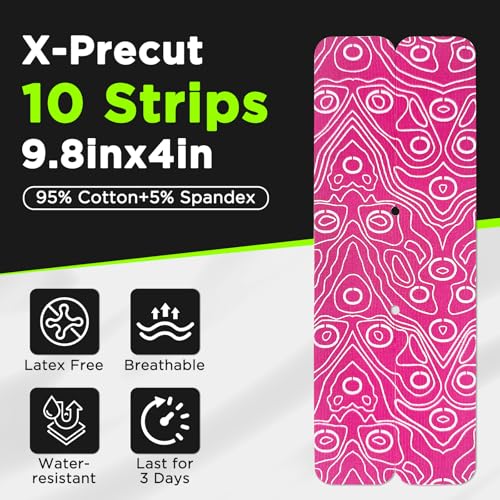 OK TAPE Kinesiology Tape for Ankle - 10 Precut Strips | Professional-Grade Water-Resistant & Breathable Ankle Tape for Sports Injury Recovery, Support, 10pcs, Pink