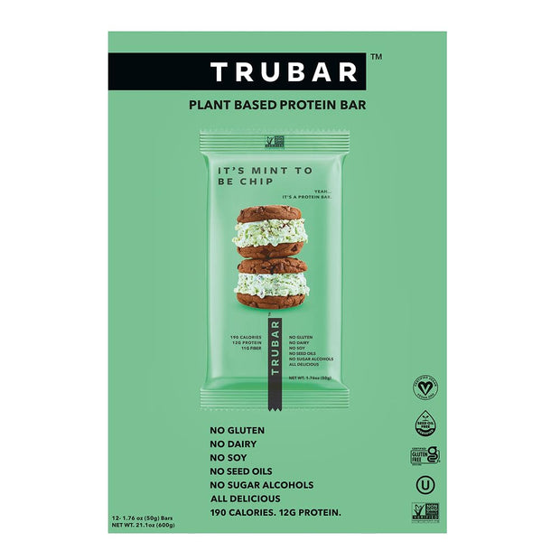 TRUBAR Vegan Protein Bar, Cocoa For Coconuts, Gluten Free, Plant Based Protein, Dairy Free, Non GMO, Soy Free, No Sugar Alcohols, 12G Protein, 12G Fiber, 23G Carb, On the Go Snack Bars, 12ct