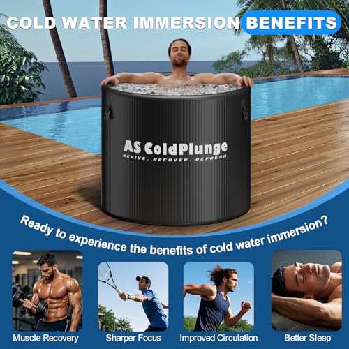 XL Ice Bath Tub for Cold Plunge, 120 Gal Ice Plunge Tub with Insulated Lid, Step Stool, Portable Inflatable Ice Pod Plunge Barrel, Easy Chiller Connection, Cold Therapy Indoor Outdoor