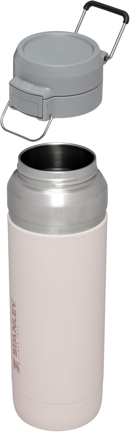 STANLEY Quick Flip GO Water Bottle 36 oz | Push Button Lid | Leakproof and Packable for Travel and Sports | Insulated Stainless Steel | BPA-Free | Rose Quartz