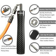 Weighted Jump Rope for Men Women -Interchangeable 1/5lb 1/4lb 1/2lb Heavy jump ropes - 360 Degree Spin - Length Adjustable,Ergonomics Leather Grip Skipping Rope for Fitness Weight Loss & More