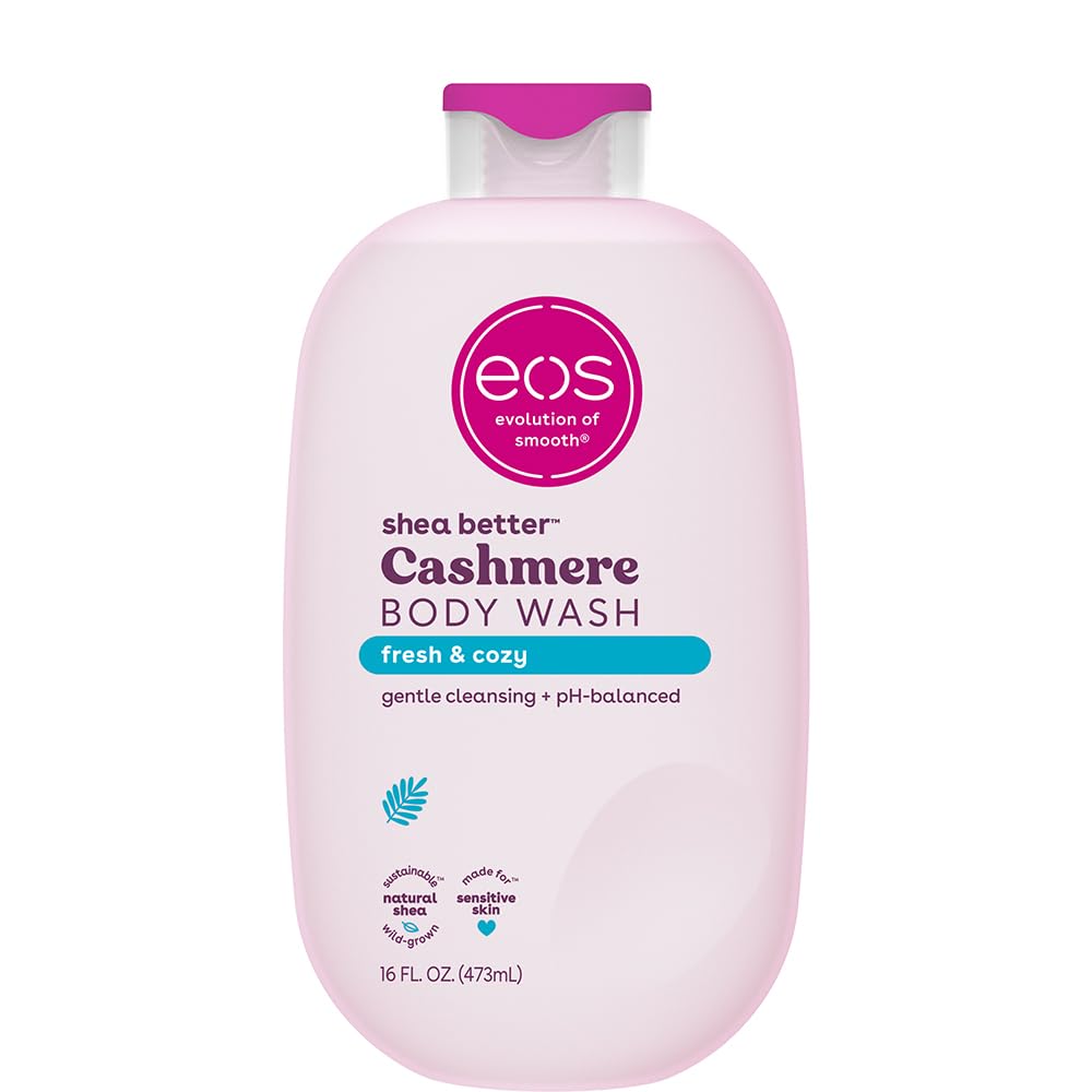 eos Shea Better Cashmere Body Wash, Coconut Waters, Moisturizing, pH Balanced Body Wash, Creamy Gel Formula, Paraben & Phthalate Free, Sensitive Skin, 16 fl oz