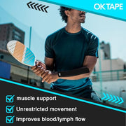 OK TAPE 4 Rolls Kinesiology Tape Precut, Cotton Elastic Athletic Tape Latex Free,20 Strips per Roll 2in x 16ft,Muscle Support,Mixcolor
