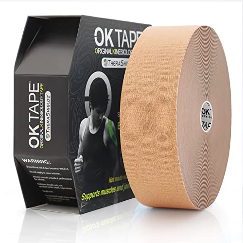 (2in X 103 Feet) OK TAPE PRO Bulk Kinesiology Tape, Original Elastic Latex Free Kinesiology Therapeutic Tape, Free Cut Printed