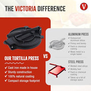 Victoria 8 Inches Cast Iron Tortilla Press, Roti Maker and Tortilladora, Pataconera Seasoned with Flaxseed Oil, Made in Colombia