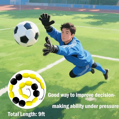 Pro GK Single Line Deflector Soccer Goalkeeper Trainer 9ft Goalkeeper Deflection Equipment Soccer Training Equipment for Reflex & Agility Training with 25 pcs Soccer Cones, 2 pcs Water Bags