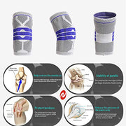 Knee Brace Compression Sleeve for Knee Pain Wraps Patella Stabilizer with Silicone Gel Spring Support, Hinged Kneepads Protector for Meniscus Tear Arthritis Men Women