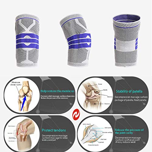 Knee Brace Compression Sleeve for Knee Pain Wraps Patella Stabilizer with Silicone Gel Spring Support, Hinged Kneepads Protector for Meniscus Tear Arthritis Men Women