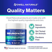 OWELL NATURALS Neuropathy Cream Extra Strength Nerve Relief Cream for Foot, Hands, Legs, Toes with Arnica, Vitamin B6, Aloe Vera, MSM - Made in USA