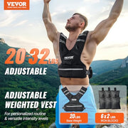 VEVOR Adjustable Weighted Vest, 11-20lb/20-32lbs/35lbs/40lbs Weight Vest with 6 Ironsand Weights and Reflective Stripe, Workout Equipment for Strength Training Running Jogging