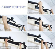 Pull Up Bar Wall Mount 440 LBS Capacity Doorway Chin Up Bar Multifunctional Steel Chinup Bar with with Resistance Band Hooks for Indoor Home Gym Garage