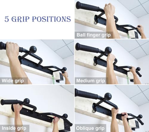 Pull Up Bar Wall Mount 440 LBS Capacity Doorway Chin Up Bar Multifunctional Steel Chinup Bar with with Resistance Band Hooks for Indoor Home Gym Garage