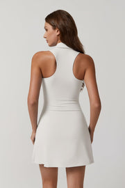 QINSEN Womens Zip Front Tennis Dress Polo Collar Racer Back Workout Golf Dresses Build in Shorts with Pockets