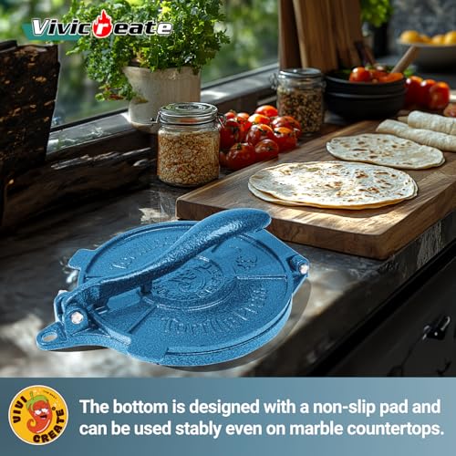 Vivicreate Cast Iron Tortilla Press Dough Flour Tortilla Rotis Quesadilla Maker Prensa para tortillas de hierro fundido 8 inch NO-SLIP