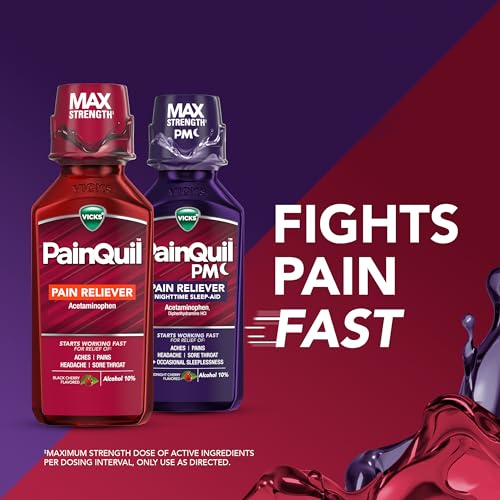 Vicks PainQuil & PainQuil PM Pain Relief Liquid, 1000mg Acetaminophen, 2x12 oz
