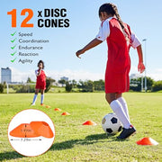 Soccer Training Equipment, Speed Agility Training Equipment for Kids Youth Adults, 20ft Agility Ladder, 4 Hurdles, Jump Rope, 12 Soccer Cones, Running Parachute, Football Training Equipment
