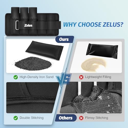 ZELUS 1 Pair Adjustable Ankle Weights, 2 4 6 8 10 lb Modularized Leg Weight Straps for Women Men, Weighted Ankle Weight Set with Removable Sandbags, 1-5 lb per Ankle Strap for Gym Yoga Jogging Walking