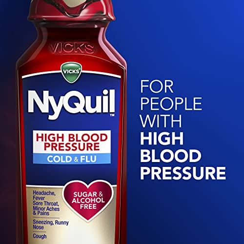 VICKS DayQuil & NyQuil High Blood Pressure Cold & Flu Relief Liquid Medicine Co-Pack, Powerful Multi-Symptom Daytime & Nighttime Relief for Cold, Cough, and Flu Symptoms, Sugar & Alcohol Free, 2x8oz