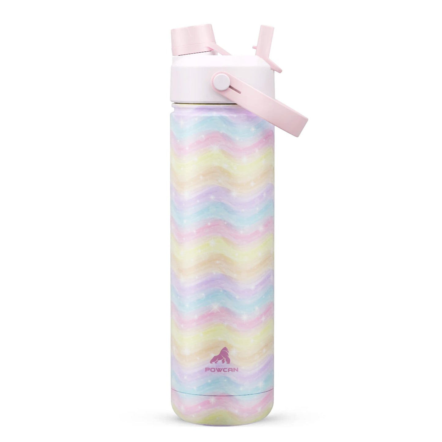 26 oz Insulated Water Bottle with 2-in-1 Straw and Spout Lid, Keep Cold 24H, Leak-Proof, Fits in Car Cup Holder, Stainless Steel Water Bottle for Sports, Travel, and School (Cotton Candy)