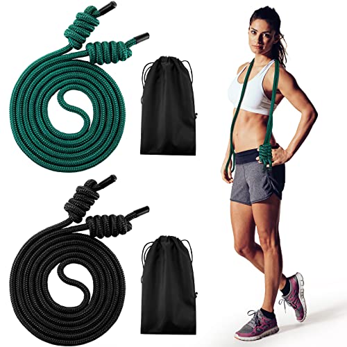 Lewtemi 2 Pcs Flow Exercise Rope for Fitness Flow Double Braid Workout Rope with Cloth Bags Adjustable Length Jump for Working out Men Women Gym Training Indoor Outdoor, 9 ft