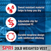 SPRI 20 lb Weighted Vest for Women & Men - Adjustable Weight Vest for Running, Strength Training, Endurance, and Fitness - Ten 2lb Weight Bags for Customized Workout - Comfort Fit and Durable Closure