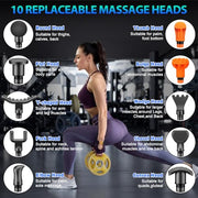 TOLOCO Massage Gun, Deep Tissue Back Massage for Athletes for Pain Relief, Percussion Massager with 10 Massages Heads & Silent Brushless Motor, Gifts for Fathers Day, Black