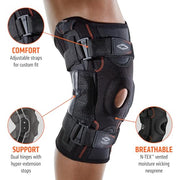 Shock Doctor Knee Brace, Compression Knee Brace for Men & Women, Hinged Knee Brace with Side Stabilizers, Maximum Support, Adjustable Dual Hinges, Knee Braces and Knee Support