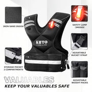 KHTO Adjustable Weighted Vest for Men and Women with Warning Light Reflective Strip，Large Weight Vest for Exercise Set Cardio and Strength Training (4-10lb/11-20lb/20-32lb)