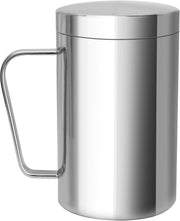Stainless Steel Double Coffee Mug,16.5oz/500ml Tea Mug with Lid and Handle,Camping and Traveling Coffee Mug, 100% BPA Free,For Coffee, Tea,Juice,Milk, Hot and Cold Drinks (1 pc)