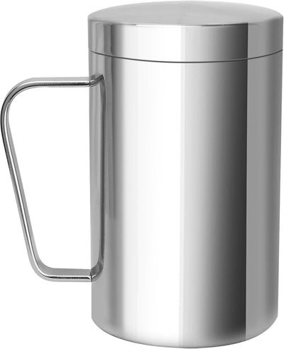 Stainless Steel Double Coffee Mug,16.5oz/500ml Tea Mug with Lid and Handle,Camping and Traveling Coffee Mug, 100% BPA Free,For Coffee, Tea,Juice,Milk, Hot and Cold Drinks (1 pc)