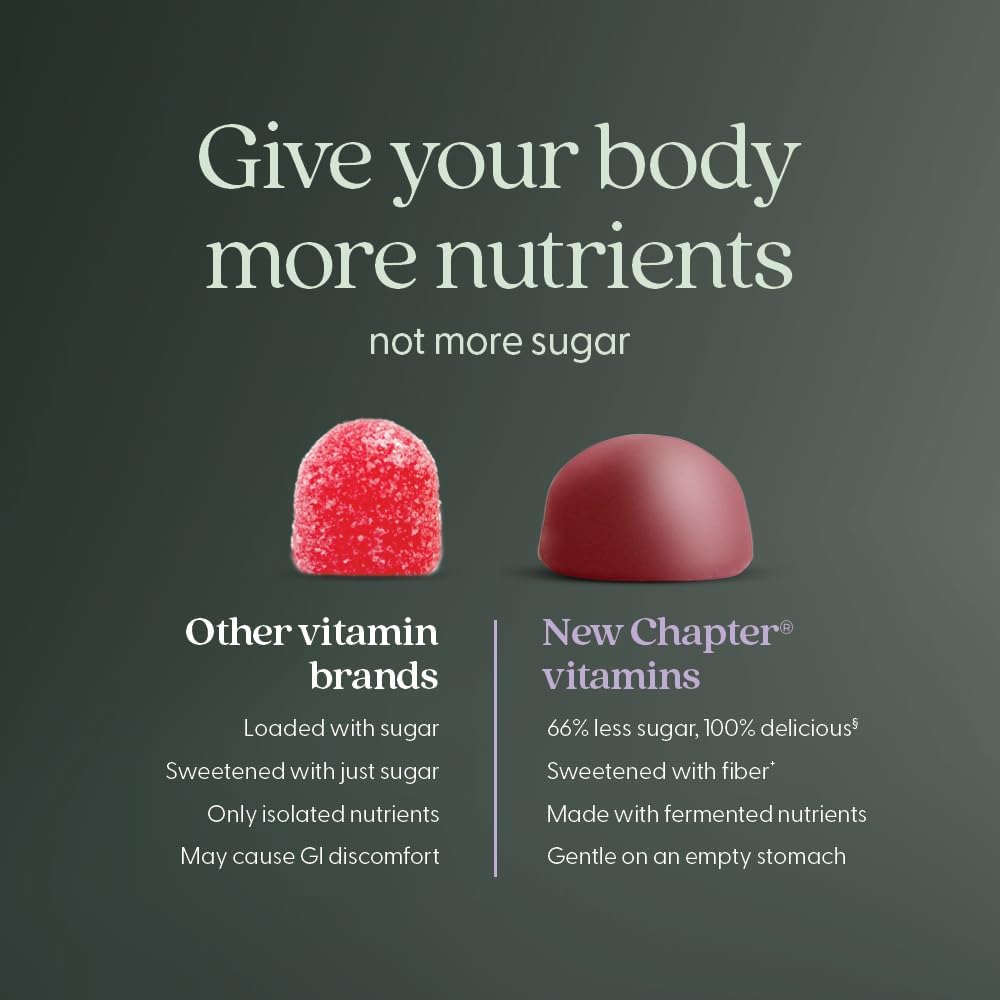 New Chapter Women’s Multivitamin Gummies - 66% Less Sugar, Women’s Gummy Vitamins with Vitamin C, D3 & Zinc, Non-GMO, Gluten Free, Berry-Citrus, 75ct