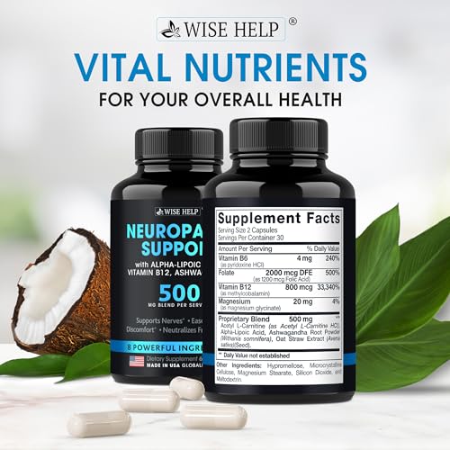 Neuropathy Support Natural Nerve Discomfort Relief - Made in USA - Nerve Antioxidant for Trigeminal Neuralgia, Diabetic & Peripheral Neuropathy - Hands, Neck, Feet & Toes Treatment Formula - 60 Caps