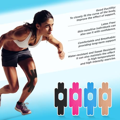 OK TAPE One-Structure K-Tape Patches | Precut for Knee Kinesiology Tape | Pain Relief and Accessories | 10 Pcs and Beige