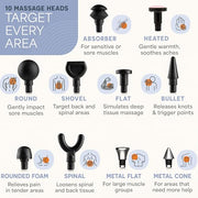 LifePro Sonic LX Athletic Heated Massage Gun – Deep Tissue Portable Massager for Muscle Recovery - 9 Speed & 10 Heads Massage Gun - Rechargeable Percussion Massager for Athletes & Sports Enthusiasts