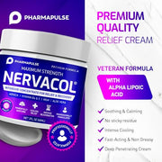 Pharmapulse Neuropathy Nerve Relief Cream – Maximum Strength for Feet, Hands, Legs, Toes, Lower Back - Alpha Lipoic Acid, Arnica, Vitamin B6, Aloe Vera, MSM - Effective Soothing