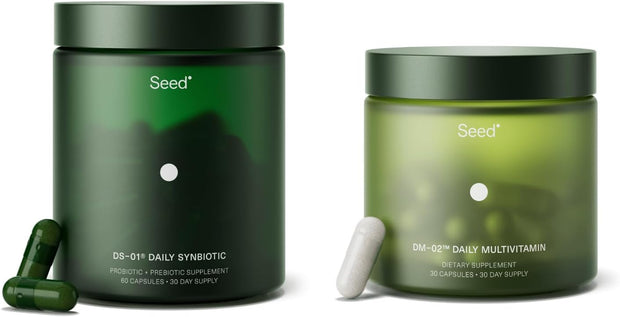 Seed DS-01 Daily Synbiotic & DM-02 Daily Multivitamin Bundle - Probiotic and Multivitamin for Women and Men - Vegan - 30-Day Supply