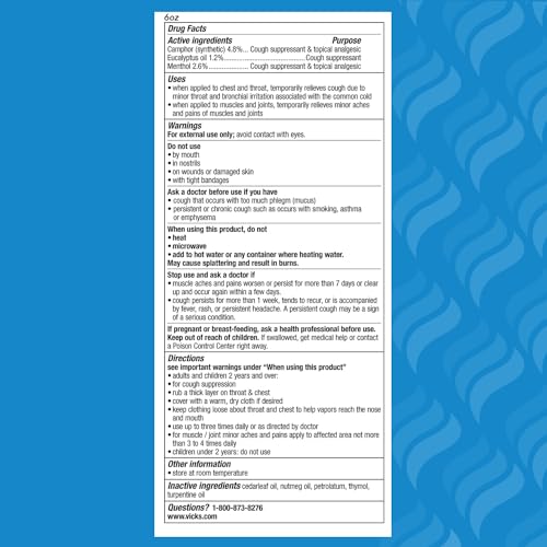 Vicks VapoRub, Original, Cough Suppressant, Topical Chest Rub & Analgesic Ointment, Medicated Vicks Vapors, Relief from Cough Due to Cold, Aches & Pains, 1.76oz each (pack of 3)