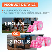 OK TAPE PRO Kinesiology Tape, 2inch x Long Roll 16ft Free Cut Tape, Elastic Athletic Tape Therapeutic Latex Free, Black+Black