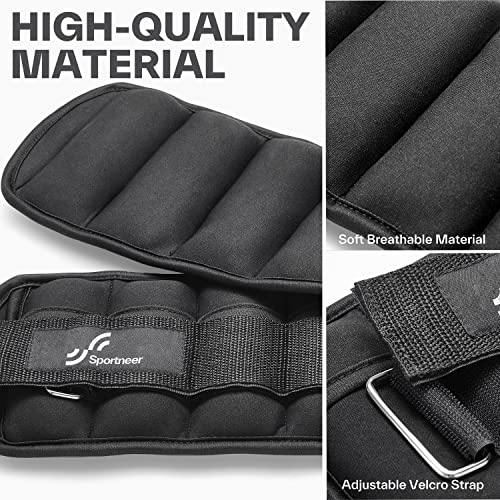 Sportneer Adjustable Ankle Weights for Women and Men 7 lbs/Pair Adjustable Leg Weights with Secure Straps, Strength Training Weighted for Yoga, Walking, Running, Aerobics, Gym, Physical Therapy