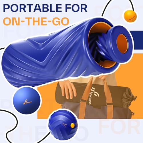 Sportneer 4 in 1 Foam Roller Set: Dual Textures Foam Roller, Foot Roller, Lacrosse Ball, Traction Massage Ball with String, Deep Massage Roller for Whole Body Release, Physical Therapy