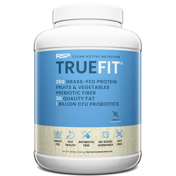 TrueFit Gut Healthy Protein Powder, Grass-Fed Whey Meal Replacement Shake with Prebiotics, Probiotics, & Organic Superfoods, Keto Friendly, Gluten Free (Packaging May Vary)