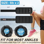 VBSD Adjustable Ankle Weights for Women Men, 1 Pair 2 4 5 6 8 10 lb Leg Weight Straps, Weighted Ankle Weights Set for Gym, Fitness, Yoga, Jogging, Walking, Aerobics, Physical Therapy